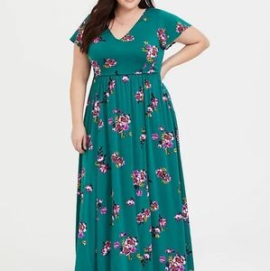 Torrid Green Floral Maxi Dress Size 4